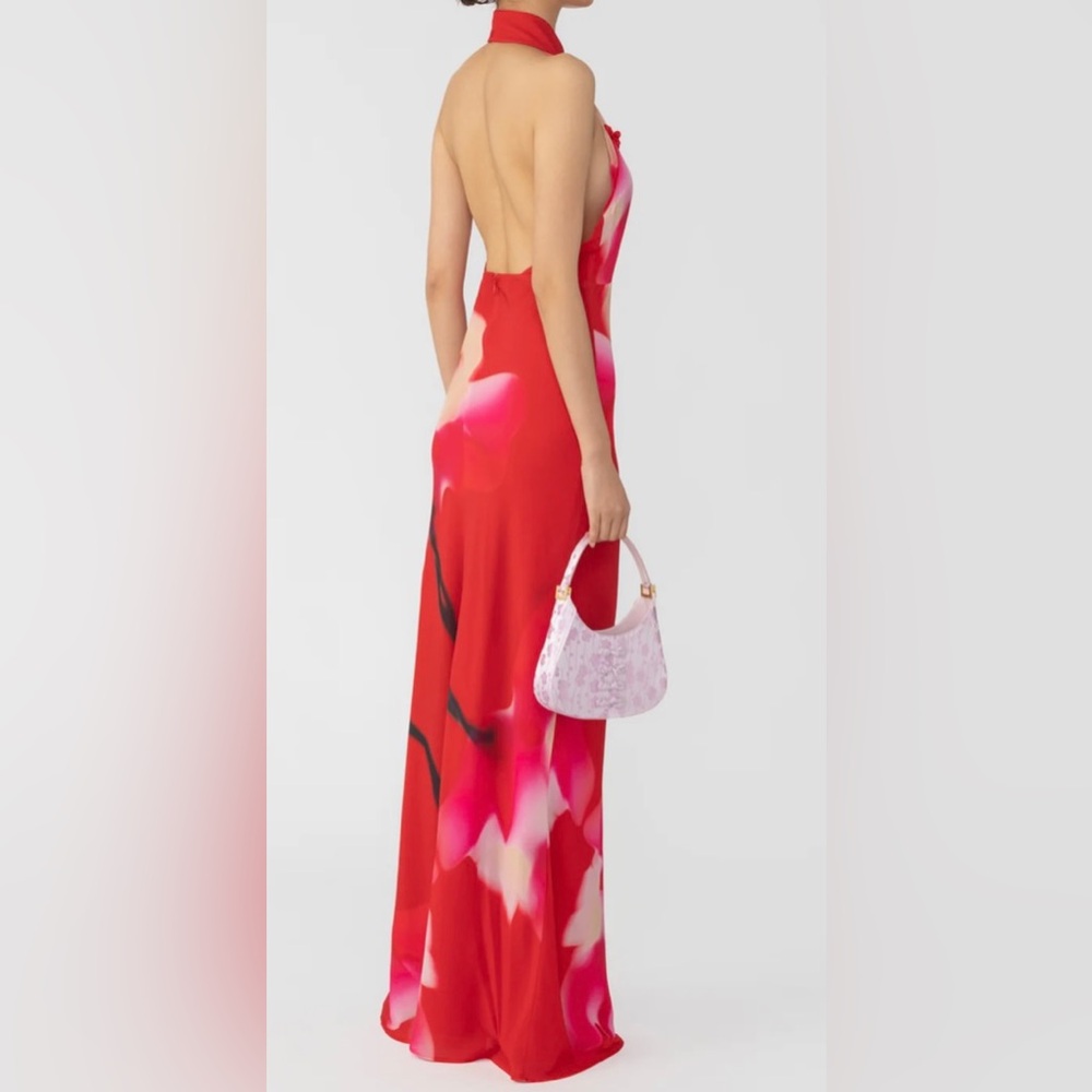 New with Tags. SAU LEE Giselle Maxi Dress Red Multi - US Size: 6 P24D03.